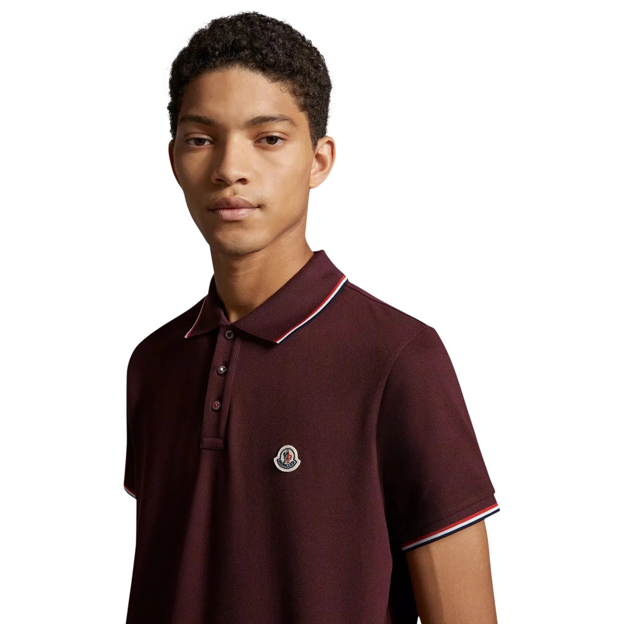 Front Detail view of Moncler Maglia Burgundy Polo Shirt J10918A7030084556499